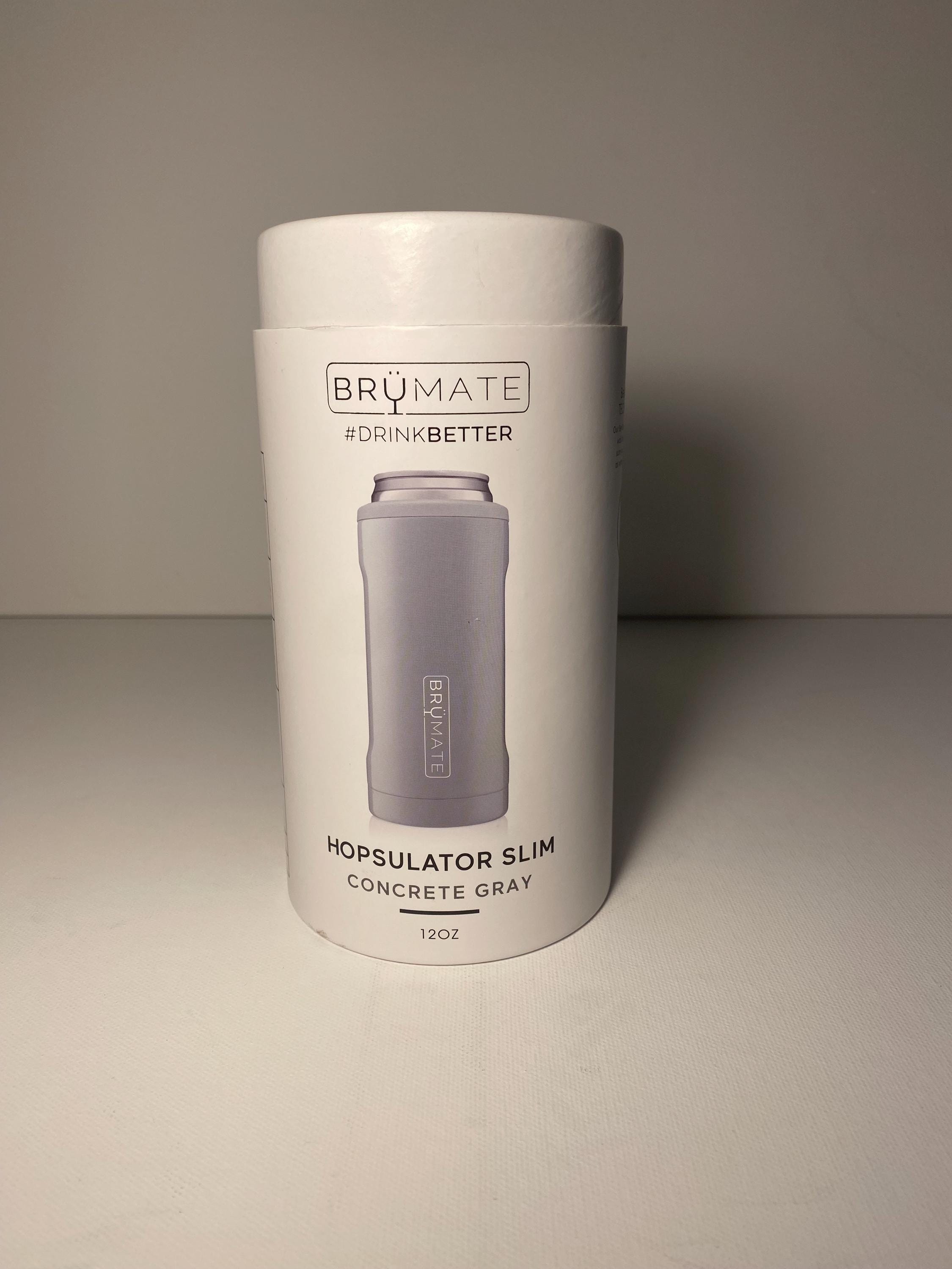 New Brumate Hopsulator Slim Can Cooler 12 oz- Rose Gold Concrete Gray