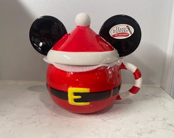 NIEUW Disney's Mickey Mouse hoofd silhouet kerstmok met kerstmuts deksel