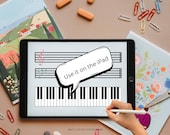 Piano music staff grand staff music theory worksheet kindergarten  printable piano 大谱表 五线谱 钢琴 课 音乐 音名 乐理 练习册 练习单 小朋友钢琴 初学钢琴 钢琴键