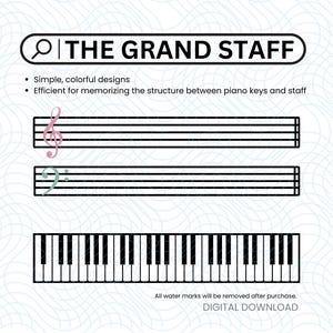 Piano music staff the grand staff music theory piano worksheet kindergarten home schooling  printable grand staff printable piano
