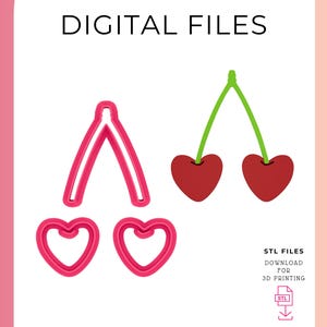 HEART CHERRIES | Polymer Clay Cutter File | Digital STL File | cutters with imprint | Polymer Clay jewellery | Ornaments |