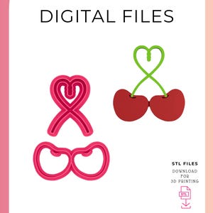 CHERRIES | Polymer Clay Cutter File | Digital STL File | cutters with imprint | Polymer Clay jewellery | Ornaments |