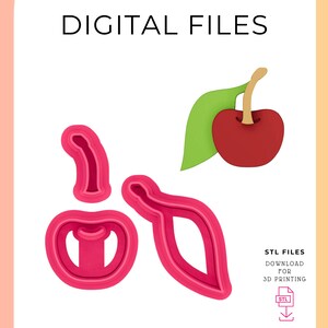 CHERRY | Polymer Clay Cutter File | 3sizes | Digital STL File | cutters with imprint | Polymer Clay jewellery | Ornament | stud | 10/15/20mm