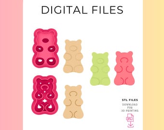 Gummy Bear Polymer Clay Cutter: 3 Sizes, Jewelry Making (Digital STL File)