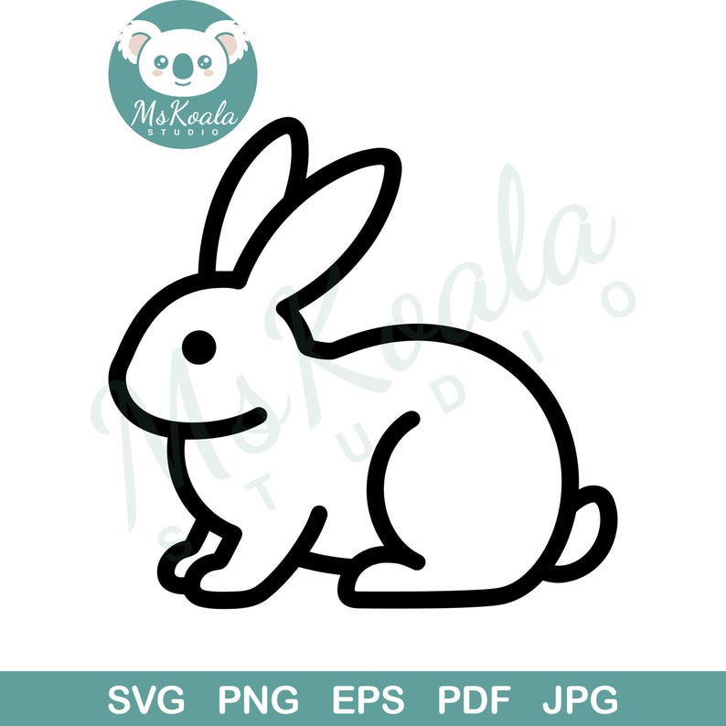 Easter Bunny SVG, Rabbit Outline SVG Cut File, Bunny Clipart, Bunny ...