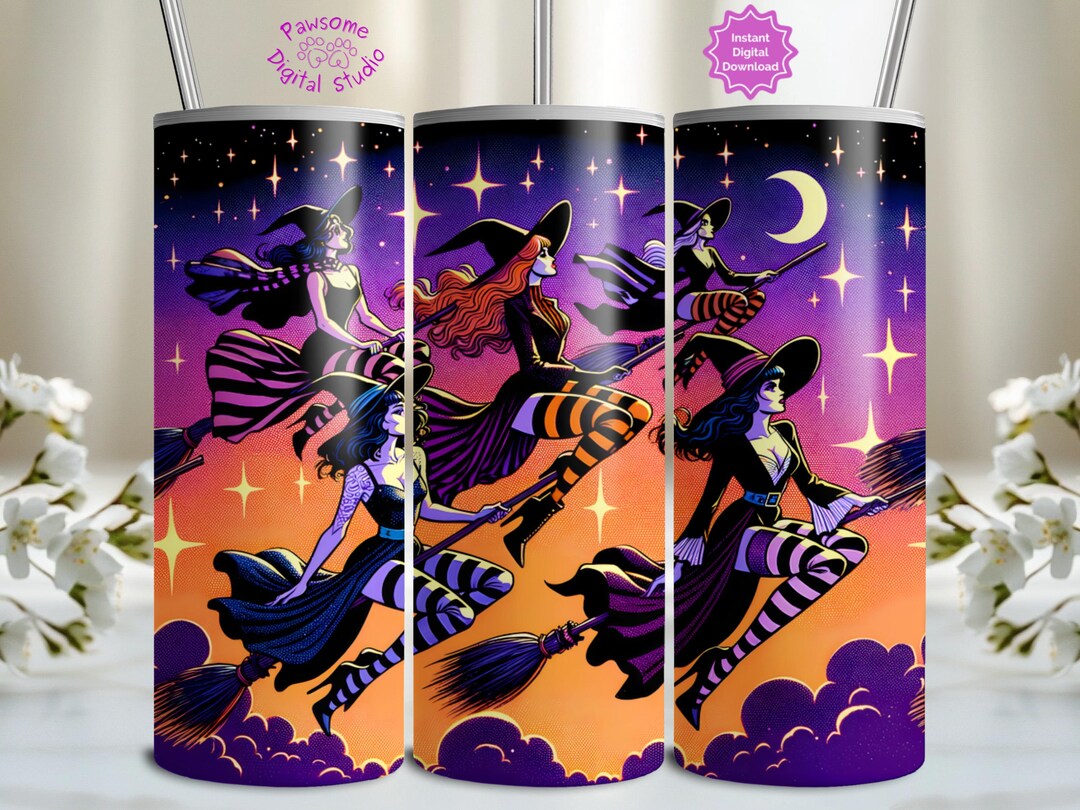 Halloween Witches 20oz Skinny Tumbler Sublimation Design, Tumbler Wrap ...