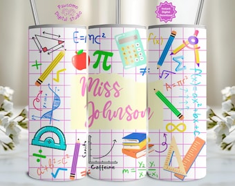 Mathe-Lehrer Tumbler Wrap PNG, Lehrer Wertschätzung Geschenk, Mathe-Liebhaber, Pi-Liebhaber, Lehrerleben PNG-Datei, 20 Unzen Skinny Tumbler Sublimation PNG