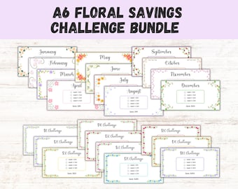 Spar-Challenge Bundle, A6 Spar-Challenge für geringes Einkommen, Cash-Funds-Tracker, Mini-Challenges, monatliche Spar-Tracker