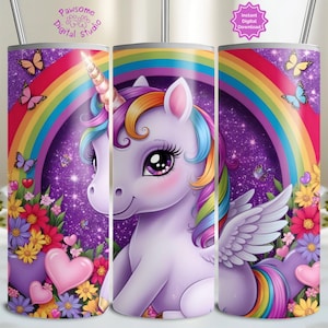 Cute Baby Unicorn Tumbler Wrap, Magical Unicorn Tumbler PNG, 20 oz Sublimation Tumbler Designs, Kids Tumbler Designs, Digital Download