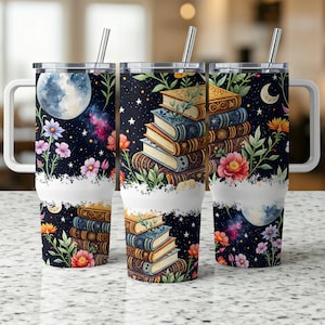 Buchliebhaber Tumbler Wrap, Bookish Soul 20 Unzen Tumbler Sublimationsdesign für Leser, Bibliothek Tumbler PNG, BookTok Design, Grimoire Girl Tumbler
