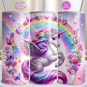 Cute Baby Unicorn Tumbler Wrap, Magical Unicorn Tumbler PNG, 20 oz Sublimation Tumbler Designs, Kids Tumbler Designs, Digital Download