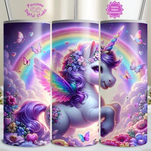 Cute Baby Unicorn Tumbler Wrap, Magical Unicorn Tumbler PNG, 20 oz Sublimation Tumbler Designs, Kids Tumbler Designs, Digital Download