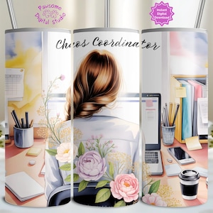 Chaos Coordinator Tumbler Wrap, Secretary Sublimation Design, Admin Assistant 20oz Tumbler Digital PNG, Office Squad Staff Appreciation Gift