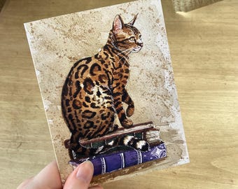 Frumpkin Familiar | Critical Role Mighty Nein Inspired greeting card | Bengal cat original watercolor design