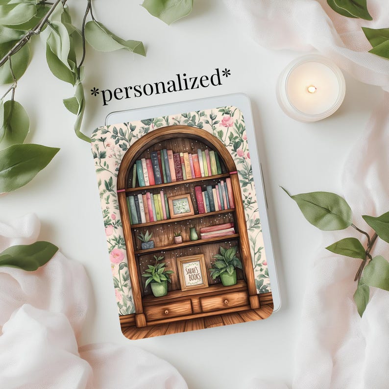 personalized arched bookshelf kindle insert