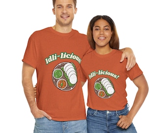 T-shirt Idli Lover Tamil - zwaar katoenen uniseks T-shirt, volwassenen, cadeau, verjaardag, Zuid-Indiase foodieshirt