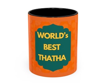 Worlds Best Thatha, Tamil, Großvater, Thatha Becher, Großvater Geschenk, 11 Unze, 15 Unze, personalisierte Tasse für ihn, kundenspezifische Teetasse