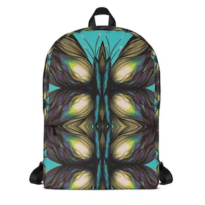Sac à dos papillon avec poche pour ordinateur portable, poche cachée, pochette frontale avec fermeture éclair, cartable d'école, sac de travail, sac à dos de voyage, sac de sport, cadeau papillon