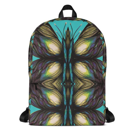 Butterfly Backpack With Laptop Pocket, Hidden Pocket, Front Zip