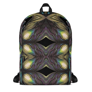 Abstract Geometric Butterfly Backpack with Laptop Pocket, Hidden Pocket, Front Zip Pouch, School Book Bag, Work Bag, Travel Daypack, Gift