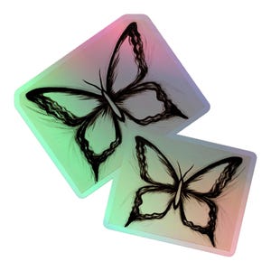 Adesivo de arco-íris 3D de borboleta holográfica, arte excêntrica para entusiastas da natureza, presentes coloridos para amantes de borboletas, adesivos de vinil para garrafas d'água