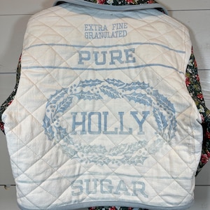Veste courtepointe faite main : veste en coton recyclée pour sac de farine
