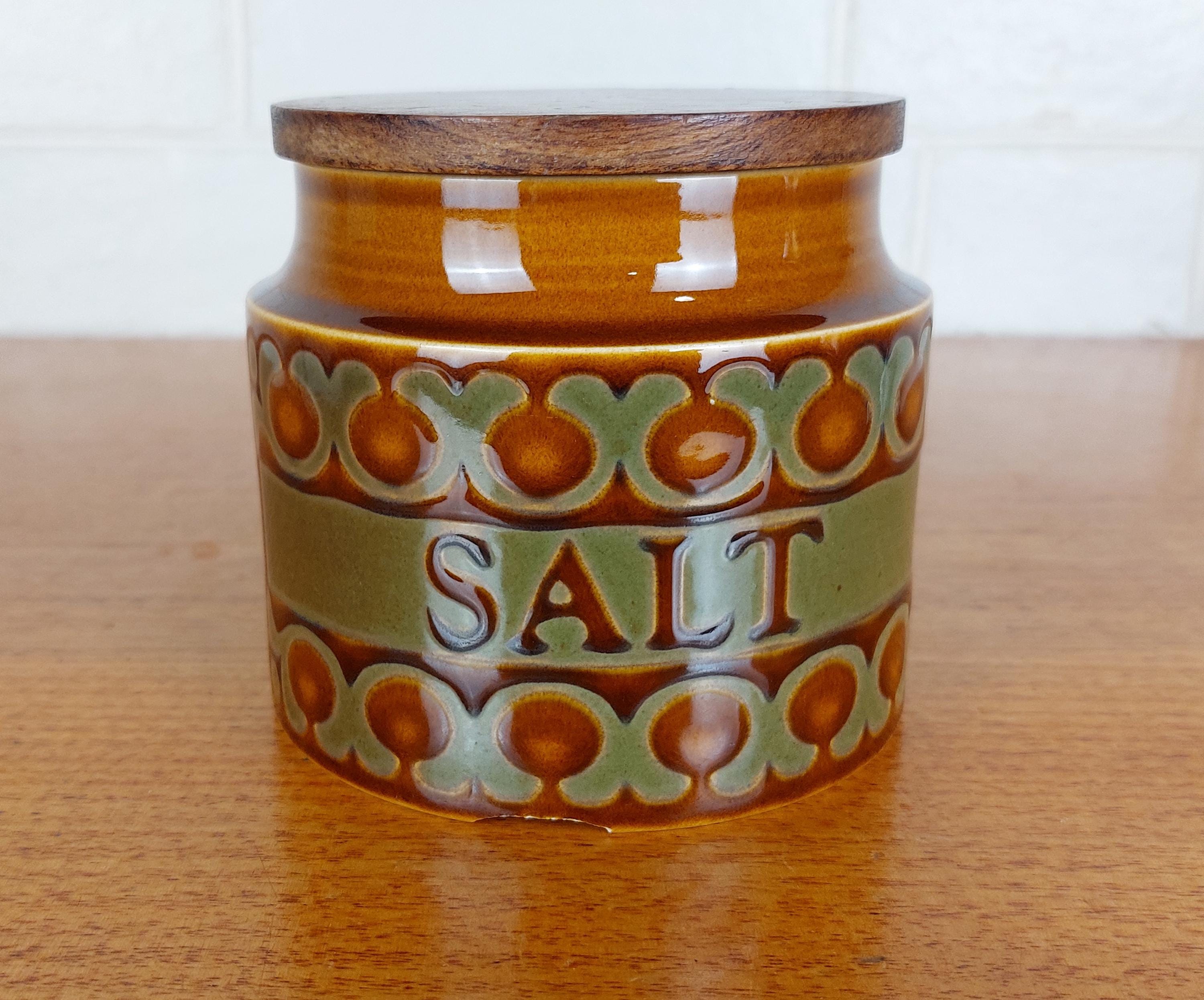 Hornsea Bronte Salt Jar With Wooden Lid – Vintage English Ceramic