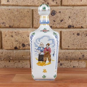 ヴィンテージ ロイヤル・ザイド・ホラント ゴーダ セラミック デキャンタ ストッパー付き – 手描きオランダ陶器