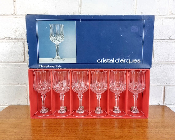 Crystal dArques Longchamp 12cl Wine Glasses Set of 6 Vintage