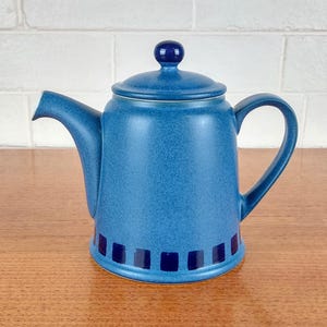 Denby Reflex Teapot – Vintage Blue Stoneware Coffee Pot England Mid Century Kitchenware