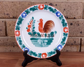 Hungarian Hand Painted Plate – Vintage Folk Art Rooster Design – Decorative Wall Plate 19 cm