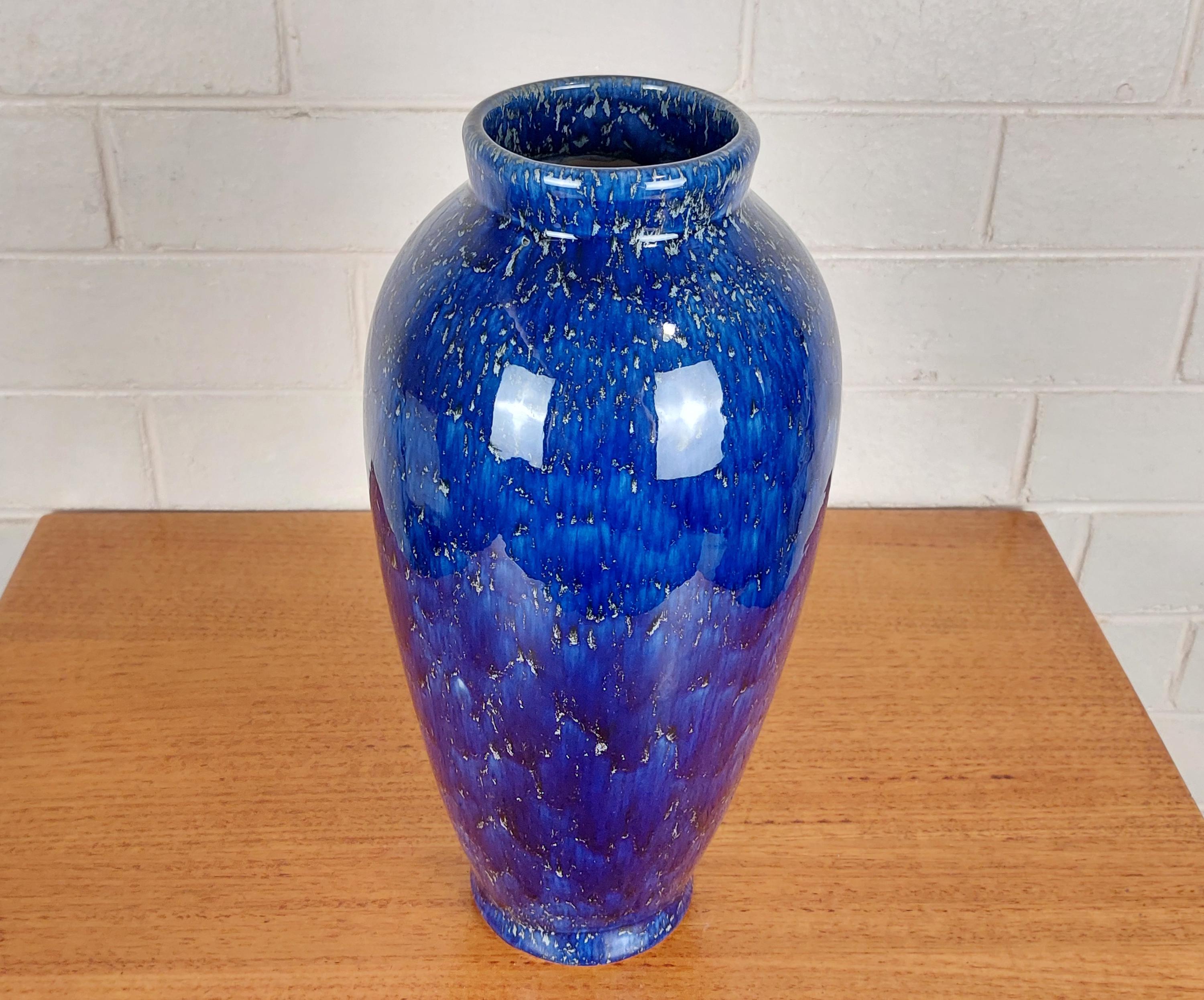 Vintage Studio Pottery Vase | Tall Blue Drip Glaze Ceramic | Statement ...