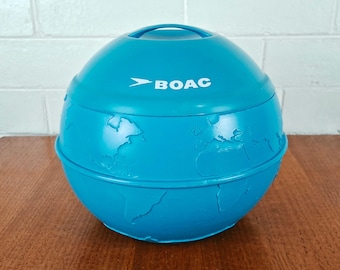 BOAC Globe Eiskübel – Vintage-Airline-Barzubehör, blaue Weltkarte, isoliert mit Innenfutter