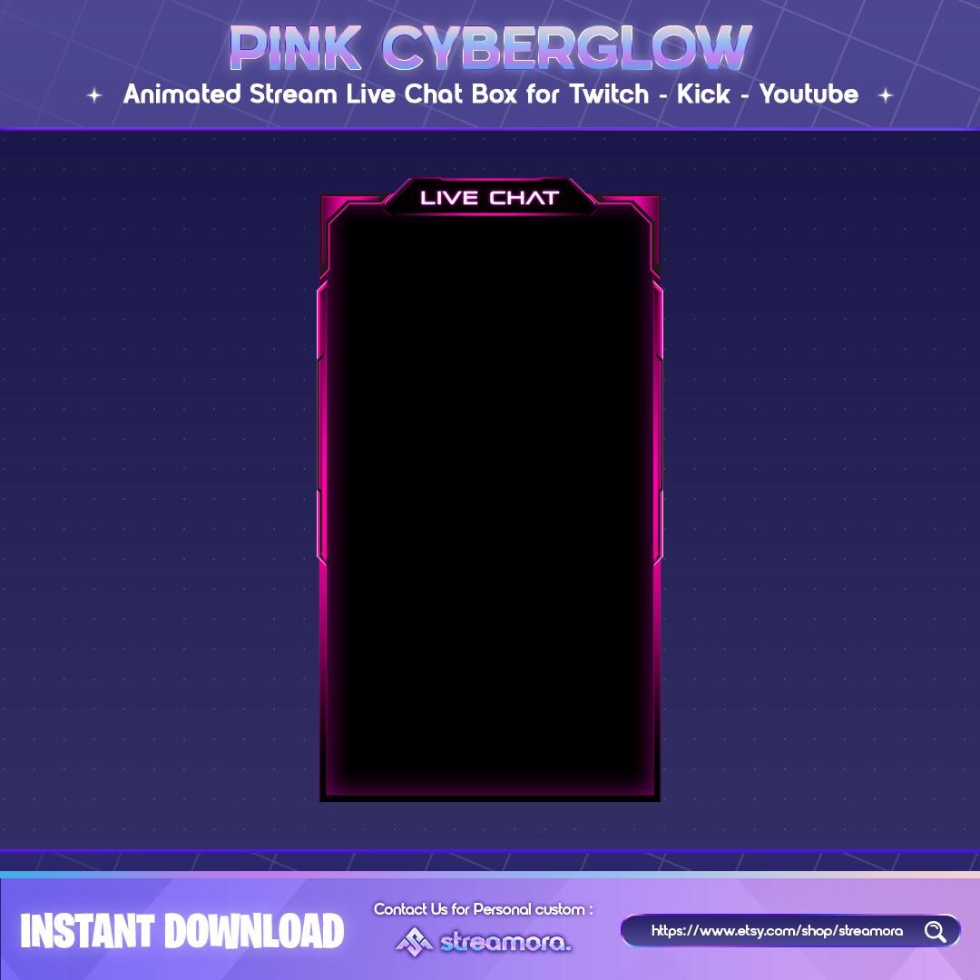 Pink Cyberglow Animated Live Chat Box for Stream | Twitch, Youtube ...