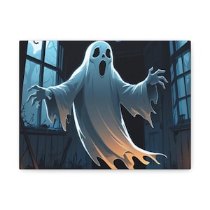 Spooky Haunted Ghost Canvas Wall Art