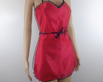 Tablier réversible vintage rouge cerise rouge Rockabilly French Maid Lolita