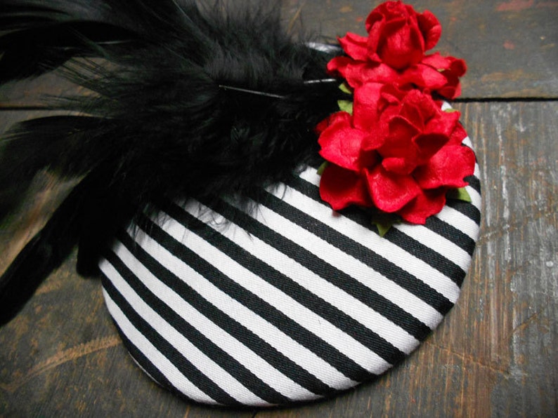 Steampunk Black and White Striped Fascinator Rockabilly Gothic Etsy UK