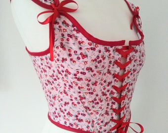 Kleines Redcore Cottage Corset 18th Century Half Stays Marie Antoinette Kostüm CHERRY