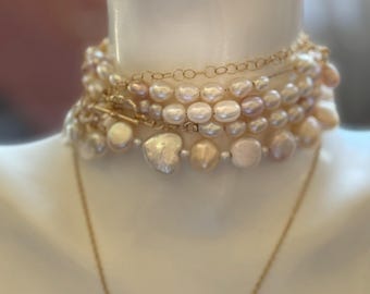 Made-to-Order Freshwater Pearl Jewelry – Gold Sterling Silver or Silver Chain – Custom Closures & Pricing