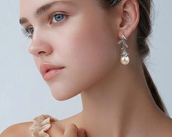 Gorgeous Sterling Silver Floral Setting with Natural Perfect Pearls Peaking Out Like Fresh Bud in Spring