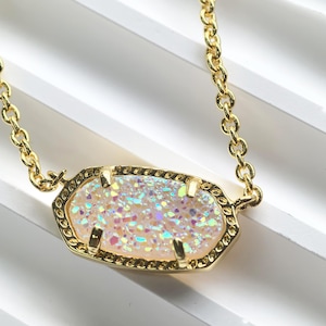 14k Gold Crystal Teal Anhänger Halskette Schmuck Brautjungfer Geschenk