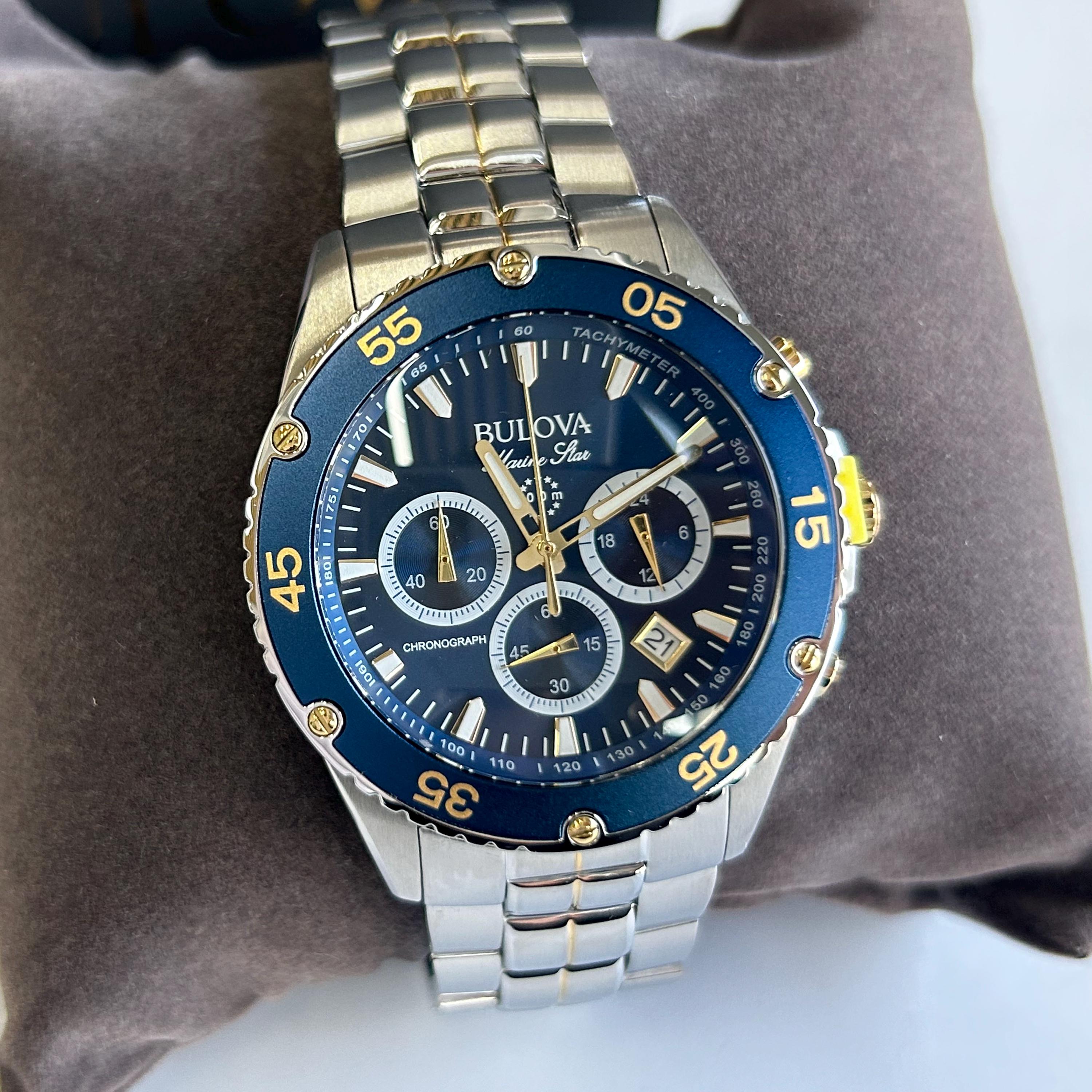 新品 マリンスター 98B400 クロノグラフ ブルーダイヤル 41.5mm 