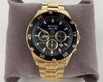 Nuovo orologio da uomo 98B406 Marine Star con cinturino in oro/oro nero, cronografo al quarzo, 41,5 mm