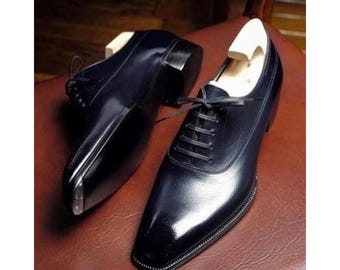 Handgefertigte neue Herren schwarze Farbe Leder Oxford Who-Cut Schnürschuhe Herren