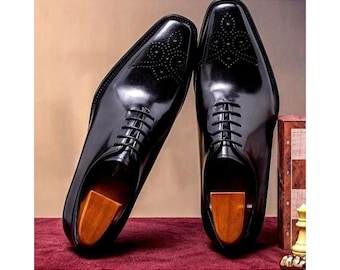 Neue Herren Schwarz Farbe Leder Oxford Wole-Cut Brogue Schnürschuhe Herren
