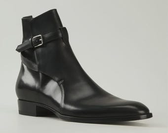 Men's Black Leather Jodhpurs Boots with Monk Strap – Bespoke Ankle Footwear