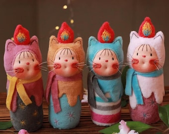 Vela de aniversário de pelúcia feita à mão: boneca de tecido macio, decoração divertida