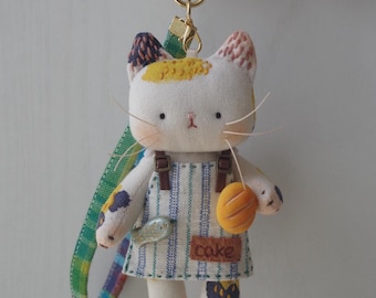 Chaveiro artesanal de gato padeiro malhado