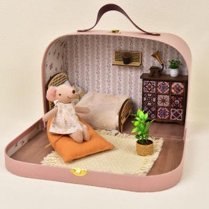 Juego de casa de muñecas en miniatura hecho a mano: Escena de juego de tela suave