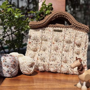Handmade crocheted Special Choice  -  tote bag in a cute and sophisticated style - Concealed inside closure - Premium lining